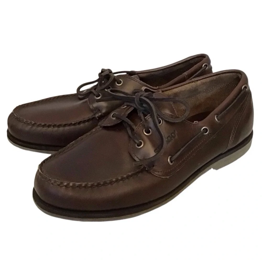 Sebago 9 (5E) Men’s Classic Brown Leather Boat Shoes Slip Ons Extra Wide Width